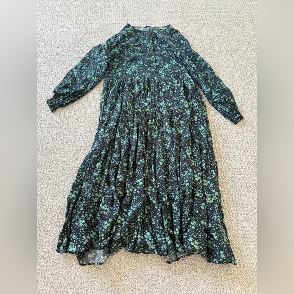 Zara Black and Green Floral Blouse
